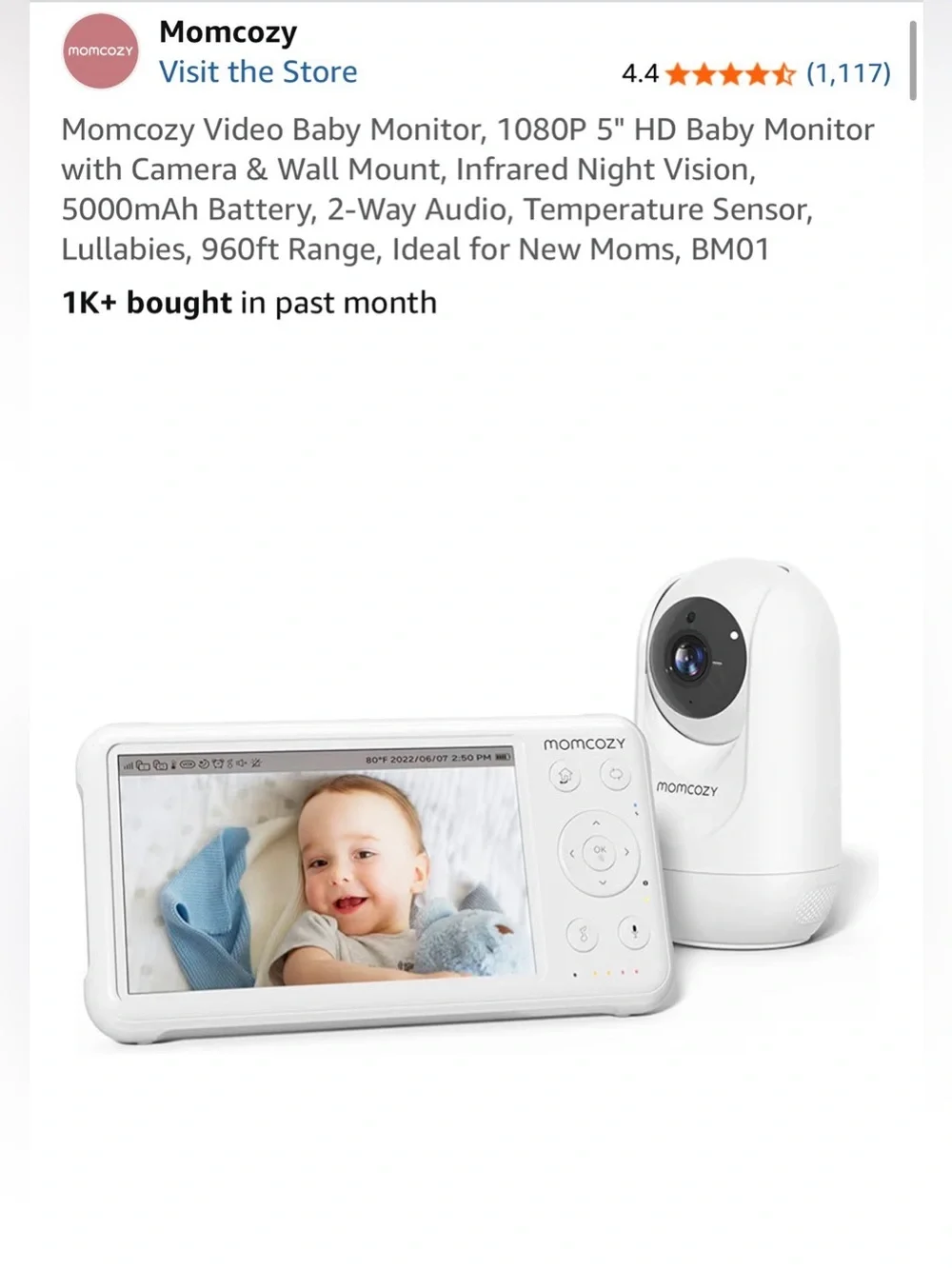 MomCozy Baby Video Monitor
